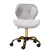 Baxton Studio Savara Contemporary Glam and Luxe Grey Velvet Fabric and Gold Metal Swivel Office Chair - NF01-Grey Velvet/Gold-Office Chair