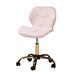 Baxton Studio Savara Contemporary Glam and Luxe Blush Pink Velvet Fabric and Gold Metal Swivel Office Chair - NF01-Blush Velvet/Gold-Office Chair