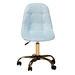 Baxton Studio Kabira Contemporary Glam and Luxe Aqua Velvet Fabric and Gold Metal Swivel Office chair - NF02-Aqua Velvet/Gold-Office Chair