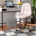 Baxton Studio Kabira Contemporary Glam and Luxe Blush Pink Velvet Fabric and Gold Metal Swivel Office chair - NF02-Blush Velvet/Gold-Office Chair