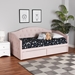 Baxton Studio Mansi Modern and Contemporary Light Pink Velvet Fabric Upholstered Full Size 2-Drawer Daybed - Mansi-Light Pink Velvet Daybed-Full