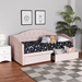 Baxton Studio Mansi Modern and Contemporary Light Pink Velvet Fabric Upholstered Twin Size 2-Drawer Daybed - Mansi-Light Pink Velvet Daybed-Twin