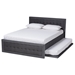 Baxton Studio Tegan Modern and Contemporary Grey Velvet Fabric Upholstered Full Size Platform Bed with Trundle - DV20803-Grey Velvet-Full