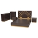 Baxton Studio Arcelia Contemporary Glam and Luxe Two-Tone Dark Brown and Gold Finished Wood Queen Size 5-Piece Bedroom Set - SEBED13032026-Modi Wenge/Gold-Queen-5PC Set
