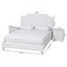 Baxton Studio Carlotta Contemporary Glam White Faux Leather Upholstered Full Size 3-Piece Bedroom Set - BBT6376-White-Full-3PC Set