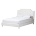 Baxton Studio Carlotta Contemporary Glam White Faux Leather Upholstered Queen Size 3-Piece Bedroom Set - BBT6376-White-Queen-3PC Set