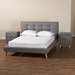 Baxton Studio Jonesy Mid-Century Modern Transitional Grey Fabric Upholstered Full Size 3-Piece Bedroom Set - BBT6537-Full-Grey-3PC Set