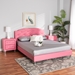 Baxton Studio Canterbury Contemporary Glam Pink Faux Leather Upholstered Full Size 3-Piece Bedroom Set - BBT6440-Full-Pink-3PC Set