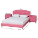 Baxton Studio Canterbury Contemporary Glam Pink Faux Leather Upholstered Full Size 3-Piece Bedroom Set - BBT6440-Full-Pink-3PC Set