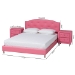 Baxton Studio Canterbury Contemporary Glam Pink Faux Leather Upholstered Full Size 3-Piece Bedroom Set - BBT6440-Full-Pink-3PC Set