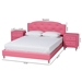 Baxton Studio Canterbury Contemporary Glam Pink Faux Leather Upholstered Queen Size 3-Piece Bedroom Set - BBT6440-Queen-Pink-3PC Set