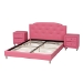Baxton Studio Canterbury Contemporary Glam Pink Faux Leather Upholstered Full Size 3-Piece Bedroom Set - BBT6440-Full-Pink-3PC Set