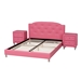 Baxton Studio Canterbury Contemporary Glam Pink Faux Leather Upholstered Queen Size 3-Piece Bedroom Set - BBT6440-Queen-Pink-3PC Set