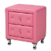 Baxton Studio Canterbury Contemporary Glam Pink Faux Leather Upholstered Full Size 3-Piece Bedroom Set - BBT6440-Full-Pink-3PC Set