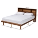 Baxton Studio Lochlan Mid-Century Modern Transitional Walnut Brown Finished Wood Full Size Platform Bed with Charging Station - MG0079S-Walnut-Full
