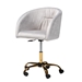 Baxton Studio Ravenna Contemporary Glam and Luxe Grey Velvet Fabric and Gold Metal Swivel Office Chair - DC168-Grey Velvet/Gold-Office Chair