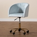 Baxton Studio Ravenna Contemporary Glam and Luxe Aqua Velvet Fabric and Gold Metal Swivel Office Chair - DC168-Aqua Velvet/Gold-Office Chair
