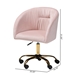 Baxton Studio Ravenna Contemporary Glam and Luxe Blush Pink Velvet Fabric and Gold Metal Swivel Office Chair - DC168-Blush Velvet/Gold-Office Chair