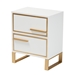Baxton Studio Giolla Contemporary Glam and Luxe White Finished Wood and Gold Metal 2-Drawer End Table