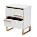 Baxton Studio Giolla Contemporary Glam and Luxe White Finished Wood and Gold Metal 2-Drawer End Table - JY21A014-Wood/Metal-White/Gold-ET