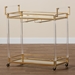 Baxton Studio Savannah Contemporary Glam and Luxe Gold Metal and Glass Wine Cart - JY21A018-Gold-Cart