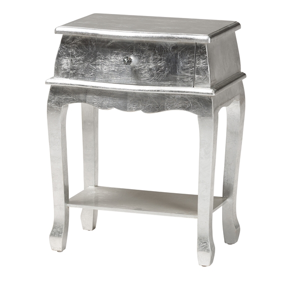 Baxton Studio Harriet Classic and Traditional Silver Finished Wood 1-Drawer End Table