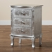Baxton Studio Newton Classic and Traditional Silver Finished Wood 3-Drawer End Table - JY18A094-Silver-ET