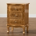 Baxton Studio Newton Classic and Traditional Gold Finished Wood 3-Drawer End Table - JY18A094-Gold-ET
