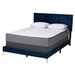 Baxton Studio Abberton Modern and Contemporary Navy Blue Velvet and Gold Metal Queen Size Panel Bed
