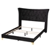 Baxton Studio Easton Contemporary Glam and Luxe Black Velvet and Gold Metal Queen Size Panel Bed - Easton-Black Velvet-Queen