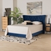 Baxton Studio Easton Contemporary Glam and Luxe Navy Blue Velvet and Gold Metal Queen Size Panel Bed - Easton-Navy Blue Velvet-Queen
