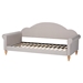 Baxton Studio Chaise Classic and Traditional Light Grey Fabric and Natural Brown Finished Wood Twin Size Daybed - Chaise-Fog-Daybed-Twin