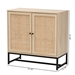 Baxton Studio Caterina Mid-Century Modern Transitional Natural Brown Finished Wood and Natural Rattan 2-Door Storage Cabinet - WES-004-Natural/Black-Cabinet