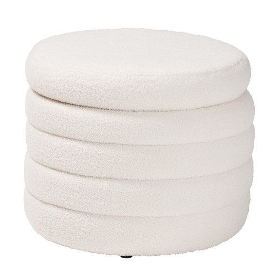 Baxton Studio Tabitha Modern and Contemporary Ivory Boucle Upholstered Storage Ottoman