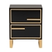 Baxton Studio Giolla Contemporary Glam and Luxe Black Finished Wood and Gold Metal 2-Drawer End Table - JY21A015-Wood/Metal-Black/Gold-ET