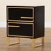 Baxton Studio Giolla Contemporary Glam and Luxe Black Finished Wood and Gold Metal 2-Drawer End Table - JY21A015-Wood/Metal-Black/Gold-ET