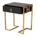 Baxton Studio Luna Contemporary Glam and Luxe Black Finished Wood and Gold Metal End Table - JY21A016-Wood/Metal-Black/Gold-ET