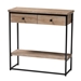 Baxton Studio Silas Modern Industrial Natural Brown Finished Wood and Black Metal 2-Drawer Console Table