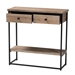 Baxton Studio Silas Modern Industrial Natural Brown Finished Wood and Black Metal 2-Drawer Console Table - LCF20260-Wood/Metal-Console Table