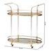 Baxton Studio Nakano Contemporary Glam and Luxe Gold Metal and Mirrored Glass 2-Tier Wine Cart - JY21A021-Gold-Cart