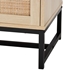 Baxton Studio Caterina Mid-Century Modern Transitional Natural Brown Finished Wood and Natural Rattan 1-Door End Table with Pull-Out Shelf - WES-005-Natural/Black-ET