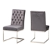 Baxton Studio Sherine Contemporary Glam and Luxe Grey Velvet Fabric and Silver Metal 2-Piece Dining Chair Set