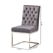 Baxton Studio Sherine Contemporary Glam and Luxe Grey Velvet Fabric and Silver Metal 2-Piece Dining Chair Set - 3504-Grey Velvet-DC