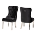 Baxton Studio Honora Contemporary Glam and Luxe Black Velvet Fabric and Silver Metal 2-Piece Dining Chair Set