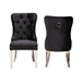 Baxton Studio Honora Contemporary Glam and Luxe Black Velvet Fabric and Silver Metal 2-Piece Dining Chair Set - F459-Black Velvet-DC