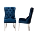 Baxton Studio Honora Contemporary Glam and Luxe Navy Blue Velvet Fabric and Silver Metal 2-Piece Dining Chair Set - F459-Navy Blue Velvet-DC