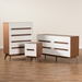 Baxton Studio Calypso Mid-Century Modern Two-Tone White and Walnut Brown Finished Wood 3-Piece Storage Set - Calypso-Walnut/White-3PC Storage Set