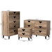 Baxton Studio Wales Modern and Contemporary Two-Tone Black and Light Brown Finished Wood 3-Piece Storage Set - Wales-Light Brown-3PC Storage Set