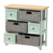 Baxton Studio Valtina Modern and Contemporary Two-Tone Oak Brown and Mint Green Finished Wood 3-Drawer Storage Unit with Baskets - FZC20119-Cabinet