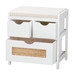 Baxton Studio Bastian Modern and Contemporary Light Beige Fabric and White Finished Wood 3-Drawer Storage Bench with Natural Rattan - FZC200365-White-Cabinet Bench